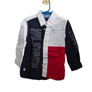 Tommy Hilfiger Kids regular fit button-down shirt featuring colorblock sz 2-3T